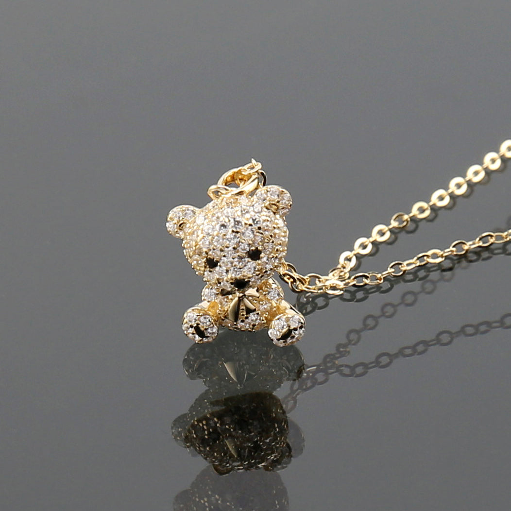 Gemstone Miss Bear Pendant Necklace N02058G